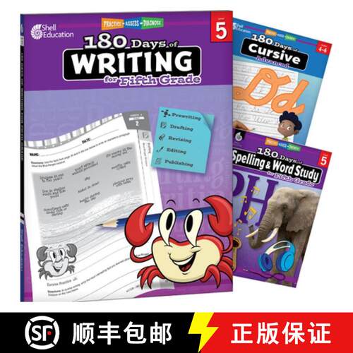 预订 180 Days(TM): Writing, Spelling, & Cursive Grade 5: 3-Book Set: Practice, Assess, Diagnose [9798765967850]