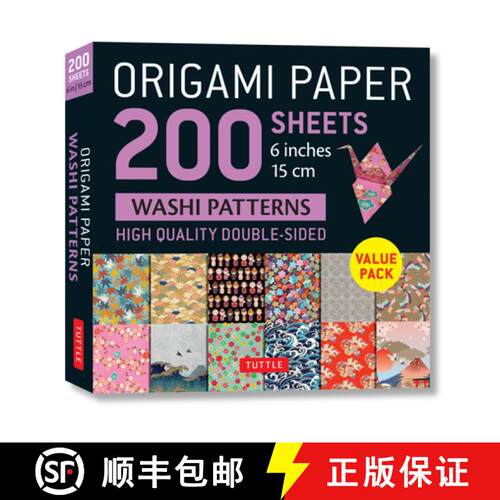 【3-4周达】Origami Paper 200 sheets Washi Patterns 6 (15 cm): Tuttle Origami Paper: Double Sided Orig... [9780804853606]