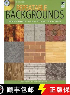 【3-4周达】Repeatable Backgrounds: Wood, Brick, Tile and Stone Textures CD-ROM and Book [With CDROM] [9780486990194]