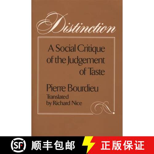 【3-4周达】Distinction – A Social Critique of the Judgement of Taste (Paper) (COBE) [9780674212770]