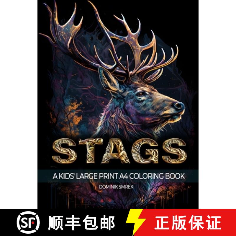 【3-4周达】Stags: Large Print Colouring Book [9781088159460]
