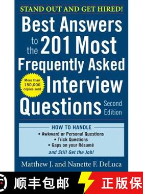 【3-4周达】Best Answers to the 201 Most Frequently Asked Interview Questions, Second Edition ©  2010 [9780071741453]