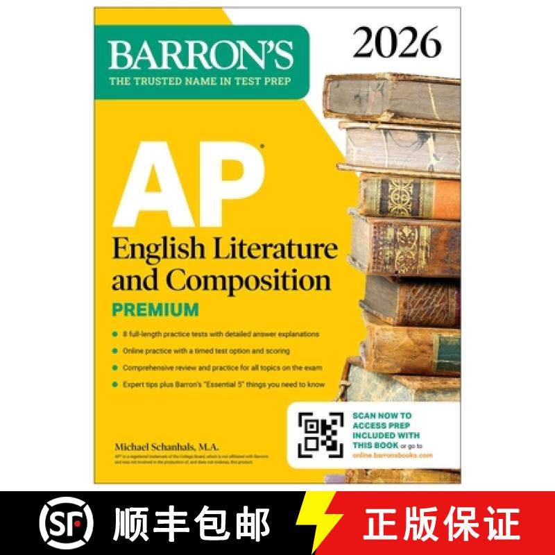 【3-4周达】AP English Literature and Composition Premium, 2026: Prep Book with 8 Practice Tests + Onl... [9781506297071]
