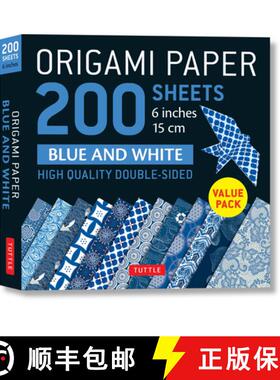 【3-4周达】Origami Paper 200 sheets Blue and White Patterns 6 (15 cm): High-Quality Double Sided Orig... [9780804852371]