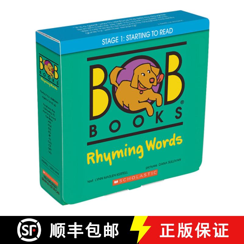 【3-4周达】Bob Books - Rhyming Words Box Set Phonics, Ages 4 and Up, Kindergarten, Flashcards (Stage ... [9780545513227]