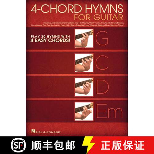 【3-4周达】4-Chord Hymns for Guitar: Play 30 Hymns with Four Easy Chords: G-C-D-Em [9781495008047]