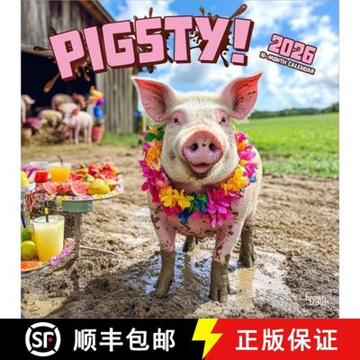 【3-4周达】Pigsty 2026 12 X 24 Inch (Hanging) Monthly Square Wall Calendar Plastic-Free [9798330707263]