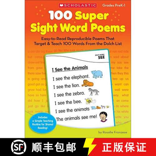 【3-4周达】100 Super Sight Word Poems, Grades PreK-1: Easy-To-Read Reproducible Poems That Target & T... [9780545238304]