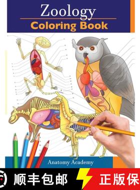 【3-4周达】Zoology Coloring Book: Incredibly Detailed Self-Test Animal Anatomy Color workbook | Perfe... [9781914207099]