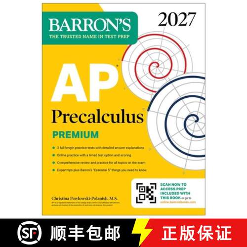 预订 AP Precalculus Premium, 2027: Prep Book with 3 Practice Tests + Comprehensive Review + Online Pr... [9798349700774]