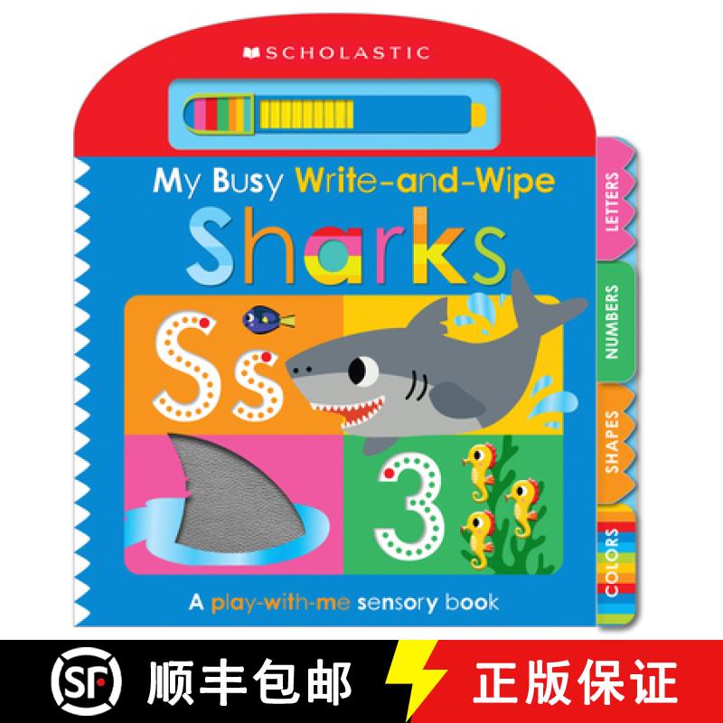 【3-4周达】My Busy Write-And-Wipe: Sharks (Scholastic Early Learners) [9798225014148]