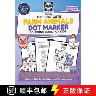 Easy ... Coloring Marker 9781953149817 Animals Guided Ages Kids Book for First Bold Farm 预订 and Dot Big Cute