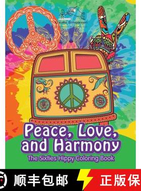 【3-4周达】Peace, Love, and Harmony: The Sixties Hippy Coloring Book [9781683774389]