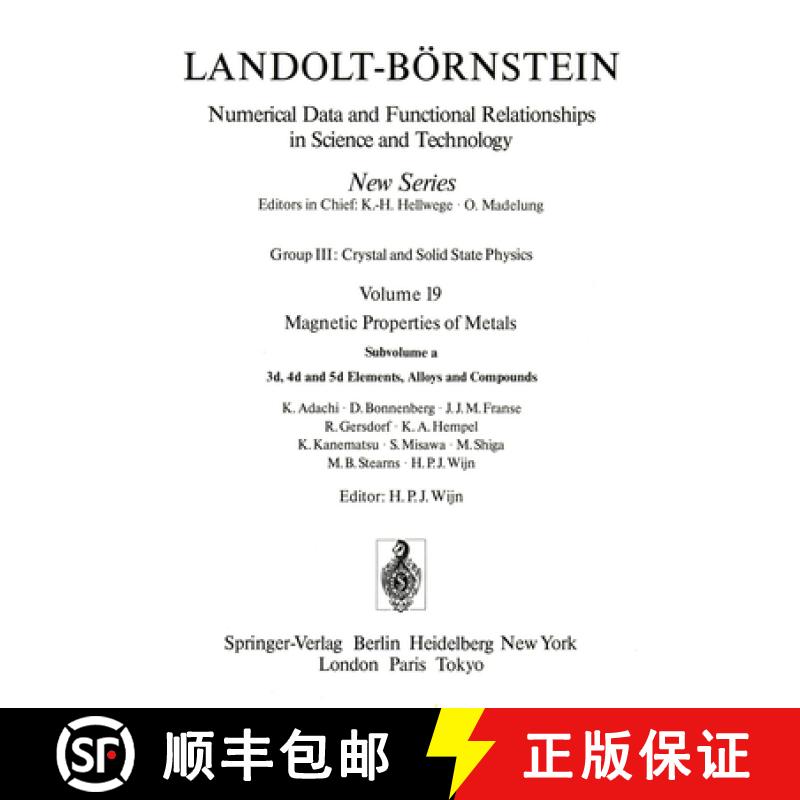 预订 3d, 4d, and 5d Elements, Alloys and Compounds / 3d-, 4d- Und 5d-Elemente, Legierungen Und Verbin... [9783540159049]