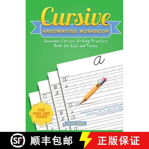 【3-4周达】精装 Cursive Handwriting Workbook: Awesome Cursive Writing Practice Book for Kids and Teen... [9781951355371]