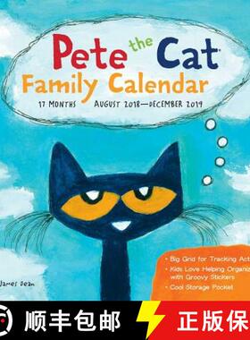 【3-4周达】Pete the Cat Family Organiser 2018-2019 17-Month Square Wall Calendar [9781449493592]