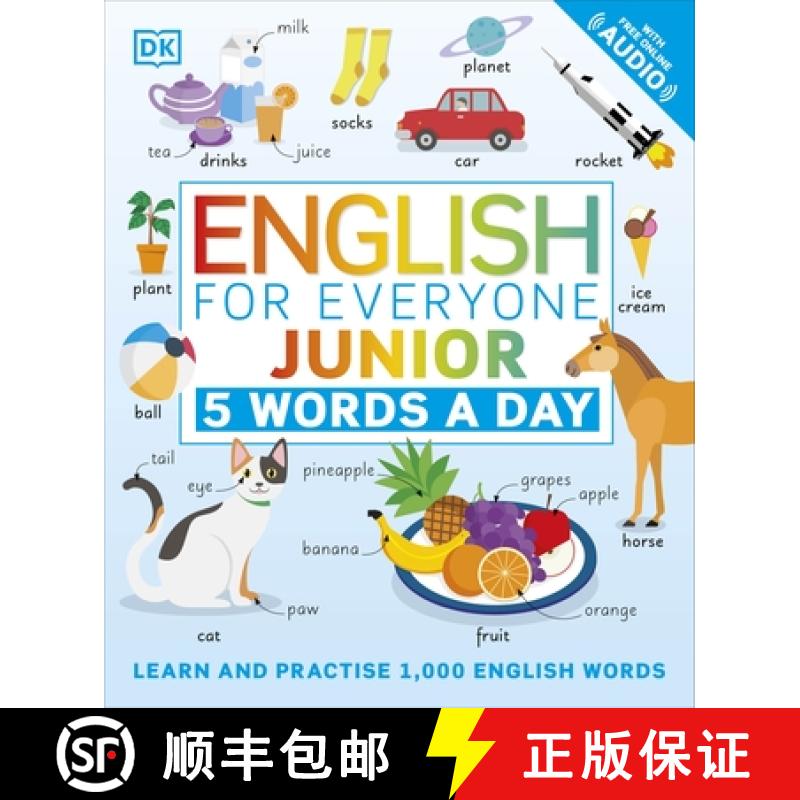 预订 English for Everyone Junior 5 Words a Day : Learn and Practise 1,000 English Words [9780241439425]