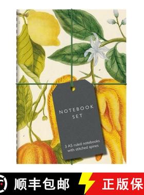 预订 Botanical Art Notebook Set - Lemon, Chillis and Apples: 3 A5 Ruled Notebooks with Stitched Spines [9781851245697]