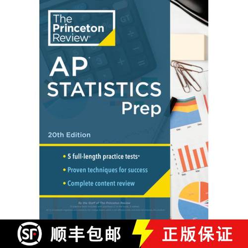【3-4周达】Princeton Review AP Statistics Prep, 20th Edition: 5 Practice Tests + Complete Content Rev... [9780593516850]