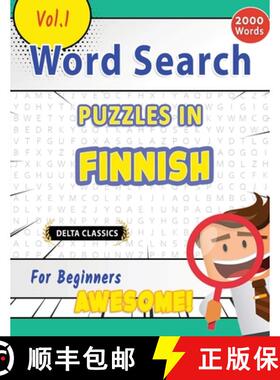 【3-4周达】Word Search Puzzles in Finnish for Beginners - Awesome! Vol.1 - Delta Classics [9798896709459]
