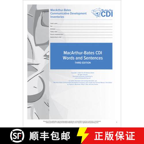 【3-4周达】Macarthur-Bates Communicative Development Inventories (CDI) Words and Sentences Forms: 16-... [9781681257037]