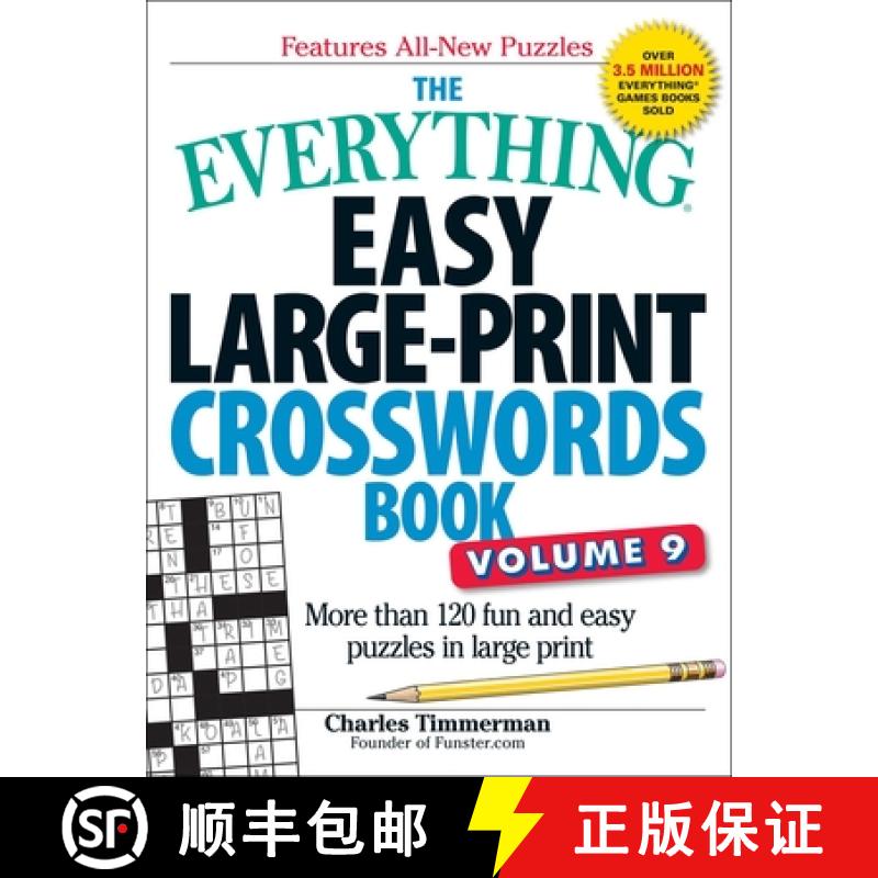 【3-4周达】The Everything Easy Large-Print Crosswords Book, Volume 9: More Than 120 Fun and Easy Puzz... [9781507219140]