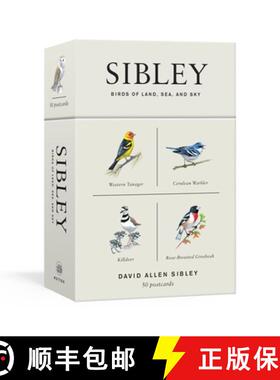【3-4周达】Sibley Birds of Land, Sea, and Sky: 50 Postcards [9781524761820]