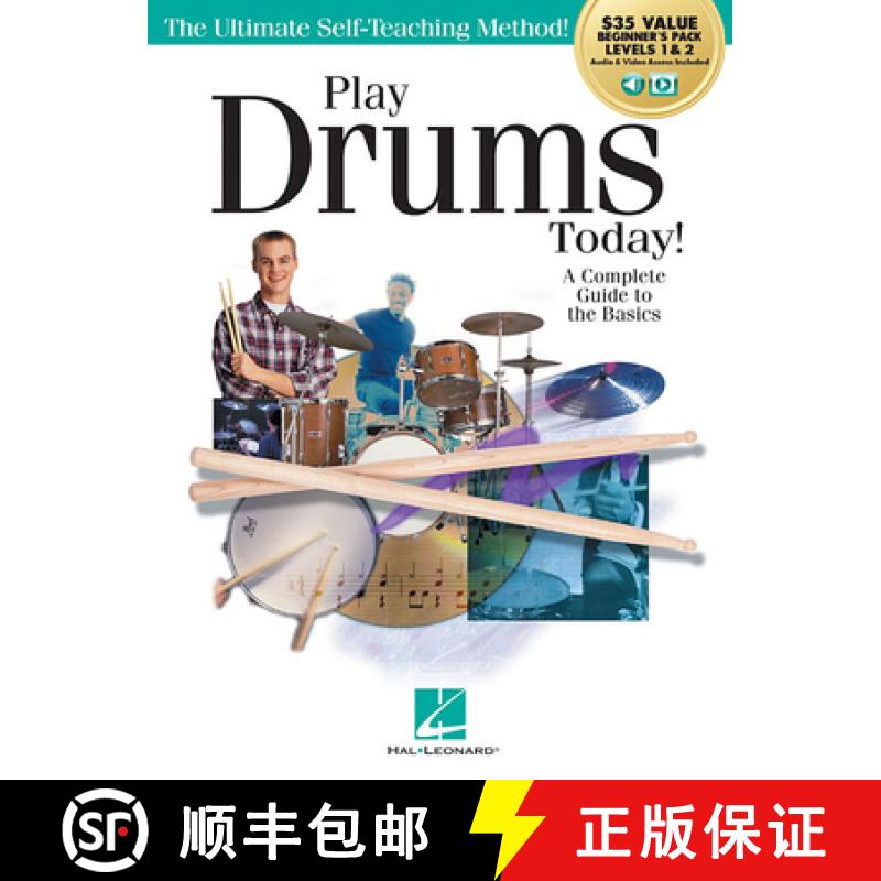 【2-3周达】Play Drums Today! All-In-One Beginner's Pack: Includes Book 1, Book 2, Audio & Video [9781540052360]