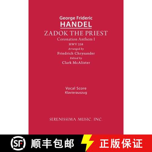 【3-4周达】Zadok the Priest, HWV 258: Vocal score [9781608742028]
