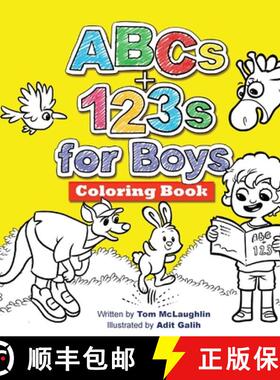 【3-4周达】ABCs and 123s for Boys Coloring Book: Jumbo pictures. Hours of fun animals, scenes, letter... [9781734896138]