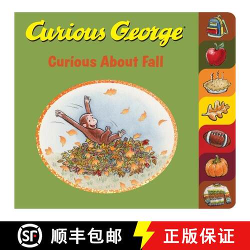 【3-4周达】Curious George Curious About Fall (tabbed board book) [9780358126690]