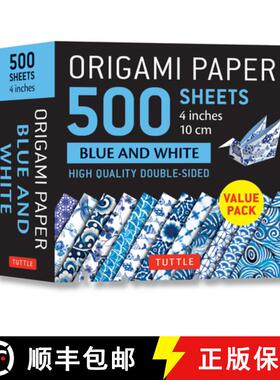 【3-4周达】Origami Paper 500 Sheets Blue and White 4 (10 CM): Tuttle Origami Paper: High-Quality Doub... [9780804853569]