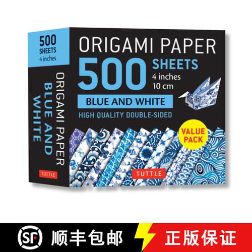 【3-4周达】Origami Paper 500 Sheets Blue and White 4 (10 CM): Tuttle Origami Paper: High-Quality Doub... [9780804853569]