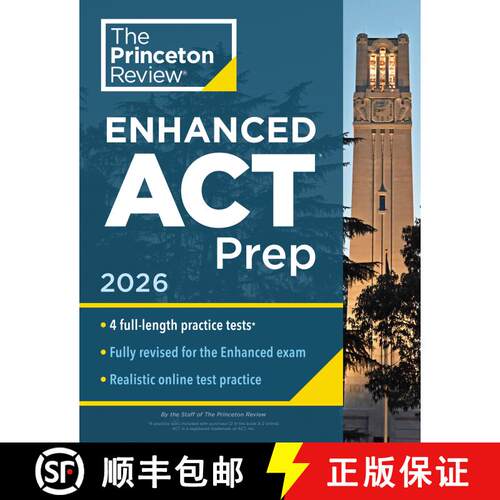 【3-4周达】Princeton Review Enhanced ACT Prep, 2026: 4 Practice Tests + Content Review + Strategies [9798217223817]