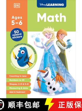 预订 Disney Learning Math (Ages 5-6): Kindergarten Counting, Measuring, Add & Subtract Workbook for K... [9798217128259]