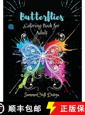 预订 Butterflies: Coring Book for Adult [9781802217377]
