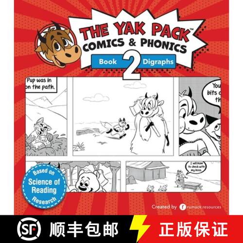 【3-4周达】The Yak Pack: Comics & Phonics: Book 2: Learn to read decodable digraph words [9780995958739]