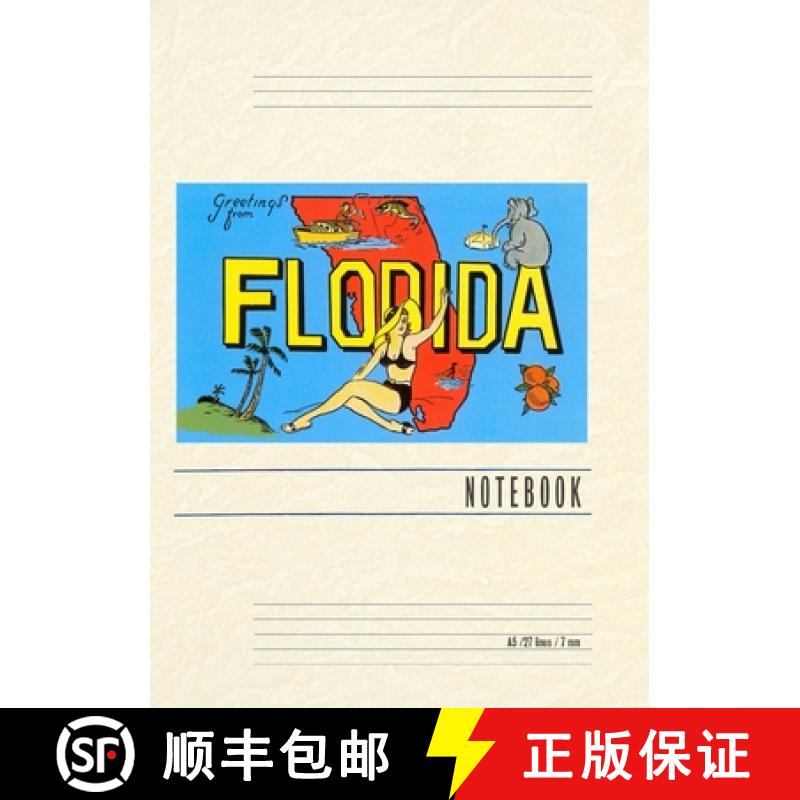 【3-4周达】Vintage Lined Notebook Greetings from Florida, Map [9798385407866]