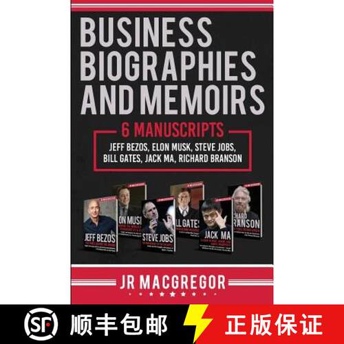 【3-4周达】Business Biographies and Memoirs: 6 Manuscripts: Jeff Bezos, Elon Musk, Steve Jobs, Bill G... [9781948489935]