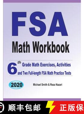 预订 FSA Math Workbook: 6th Grade Math Exercises, Activities, and Two Full-Length FSA Math Practice T... [9781646126415]
