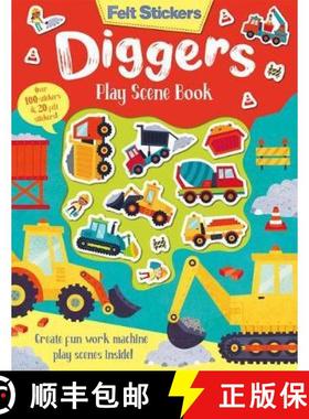 【3-4周达】Felt Stickers Diggers Play Scene Book [9781789585162]