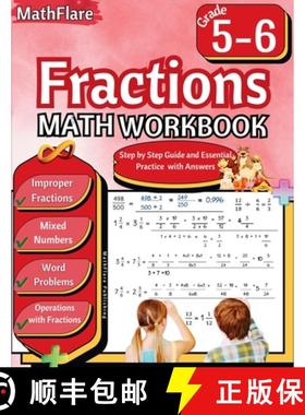 预订 Fractions Math Workbook 5th and 6th Grade: Fractions Workbook Grade 5-6, Operations with Fractio... [9798869374752]