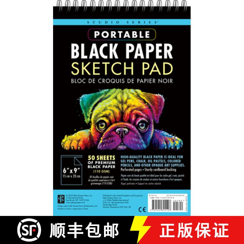 【3-4周达】Studio Series Portable Black Paper Sketch Pad 6 X 9 Inches (50 Perforated Sheets) [9781441345196]