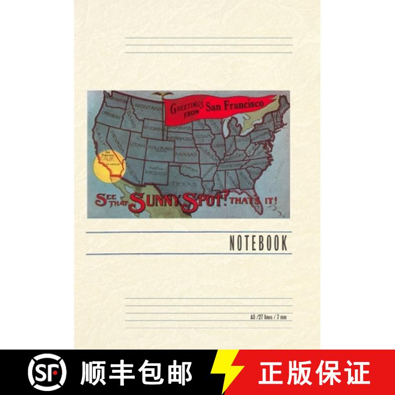 【3-4周达】Vintage Lined Notebook Greetings from San Francisco, Map of US [9798385447121]