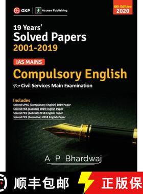 【3-4周达】IAS Mains Compulsory English : Solved Papers 2001-19 6e 2020 [9789389573213]