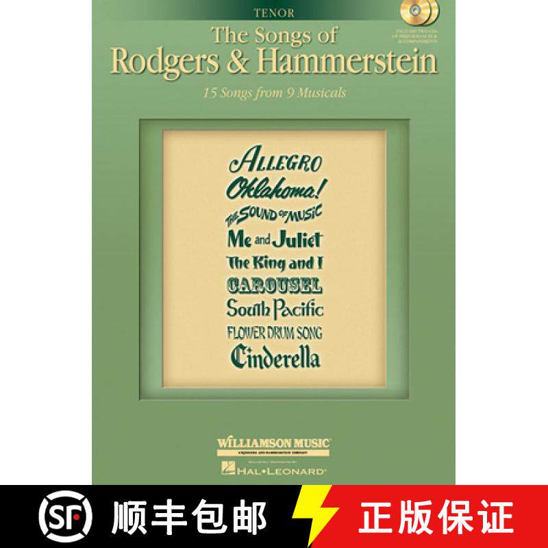 预订 The Songs of Rodgers & Hammerstein: Tenor with CDs of Performances and Accompaniments Book/2-CD ... [9781423474760]