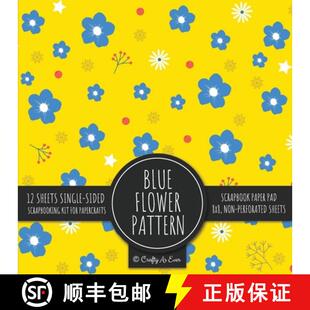 Scrapbook Yellow Blue Pattern Scrapbook... 预订 Design Paper Flower 8x8 Background Pad 9781636572246 Decorative