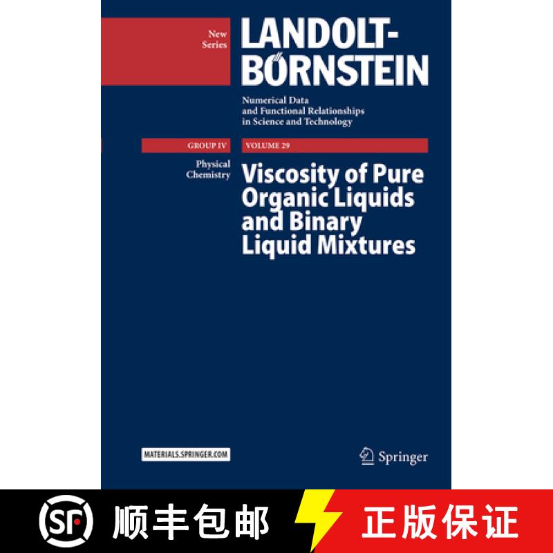 【3-4周达】Viscosity of Pure Organic Liquids and Binary Liquid Mixtures [9783662492161]