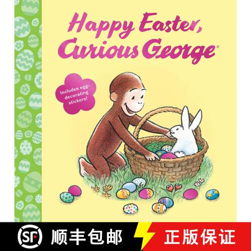 【3-4周达】Happy Easter, Curious George: Gift Book with Egg-Decorating Stickers!: An Easter And Sprin... [9780547379050]
