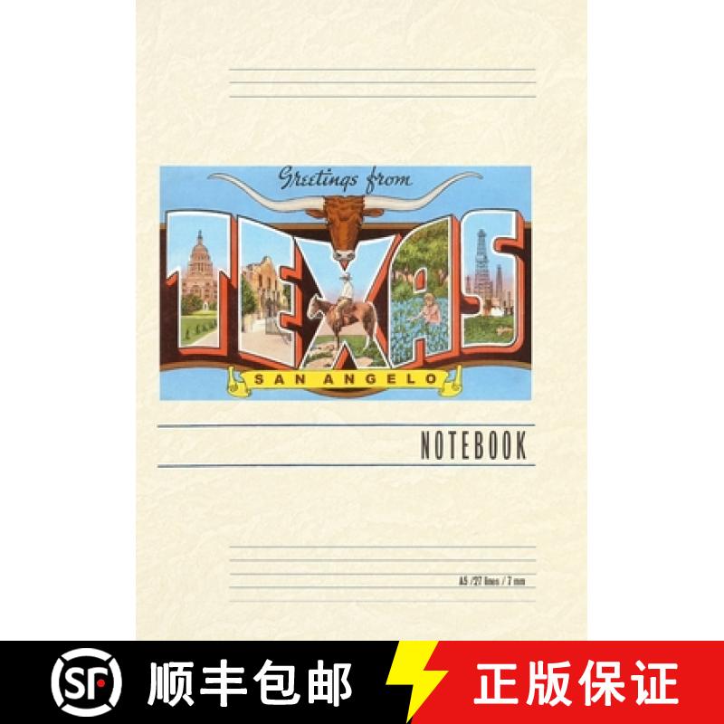【3-4周达】Vintage Lined Notebook Greetings from San Angelo, Texas [9798385450855]